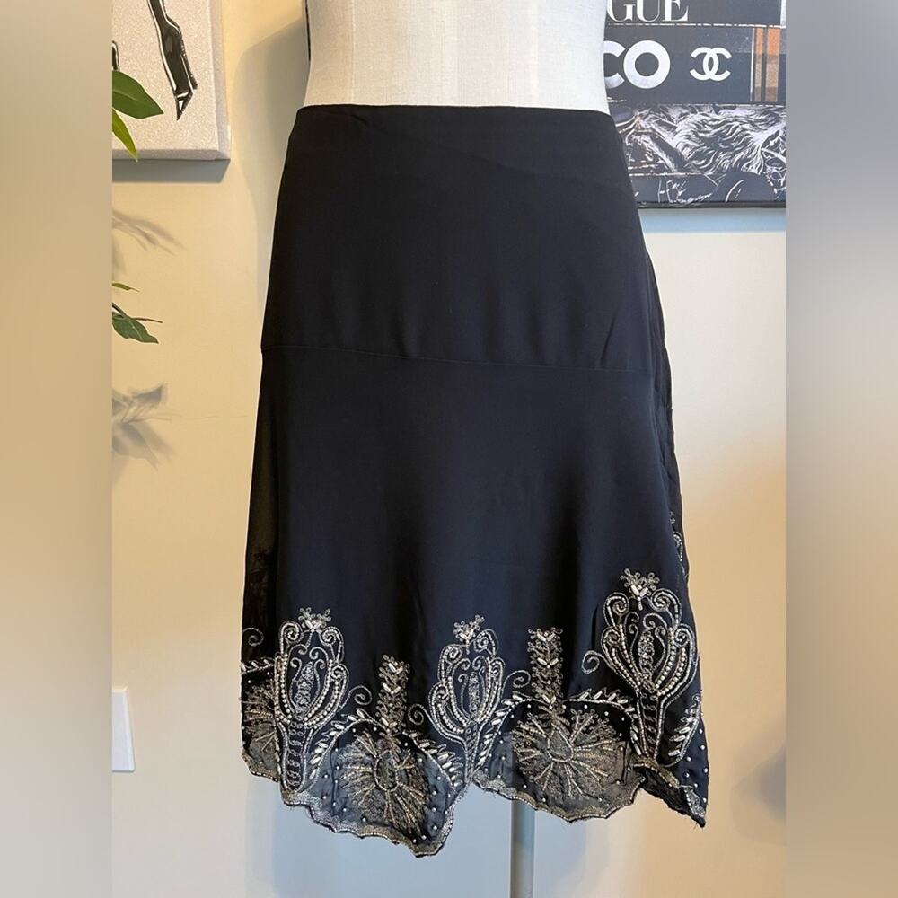 NWT Lauren Ralph Lauren Beaded Whimsigoth Elegant Metallic Scallop Skirt Sz 10